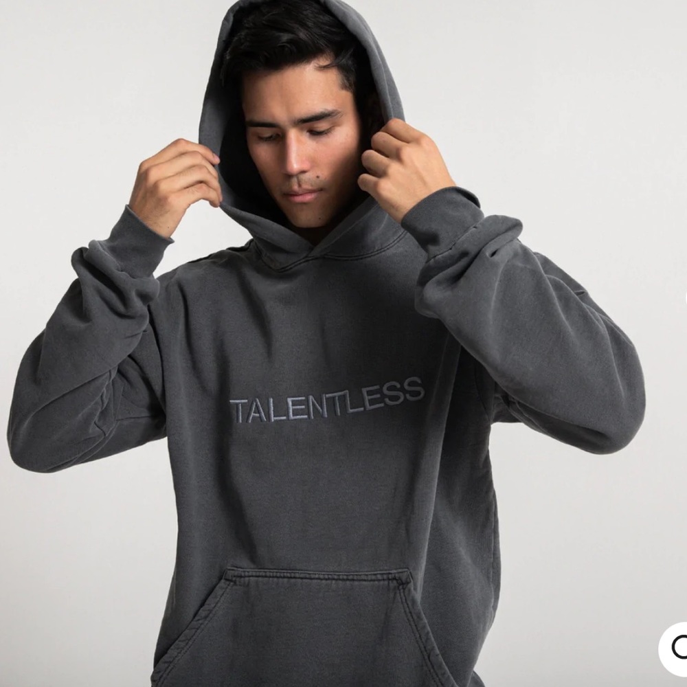 Talentless washed fabric circle embroidery hoodie heavy duty - Picture 2 of 10
